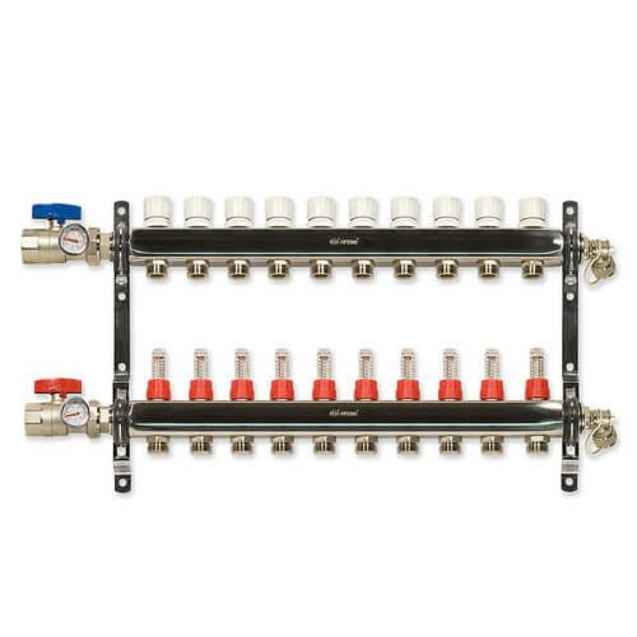 Pex Bluefin Bluefin Radiant Heat Manifolds | 10-Loop Stainless Steel Radiant Heat Manifold