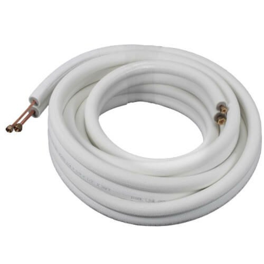 Hvac ICOOL | 1/4" Ll X 3/8" Sl Mini Split Refrigerant Line Set W/ Flare Nuts, 1/2" Insulation (25 Ft.)