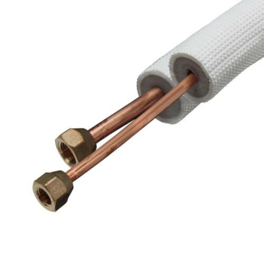 Hvac ICOOL | 1/4" Ll X 3/8" Sl Mini Split Refrigerant Line Set W/ Flare Nuts, 1/2" Insulation (25 Ft.)