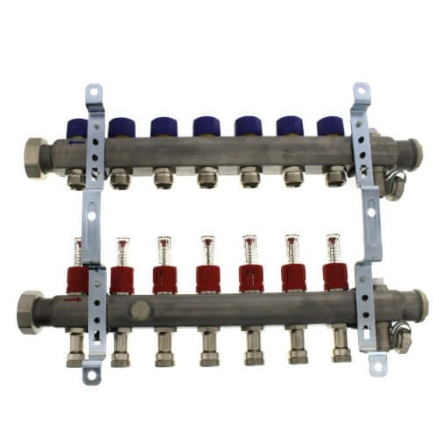 Pex Viega Viega Proradiant Stainless Steel Manifolds | 7-Loop Proradiant Stainless Steel Manifold Shut-Off/Balancing/Flow Meters