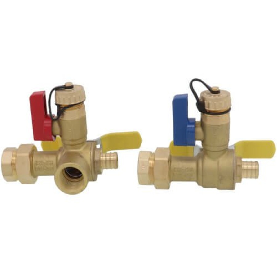 Plumbing Webstone Tankless Water Heater Valves And Accessories | 3/4" Pex Crimp Isolator E-X-P E2 Tankless Water Heater Service Valve Kit W/ 150 Psi Pressure Relief Valve (Lead Free)