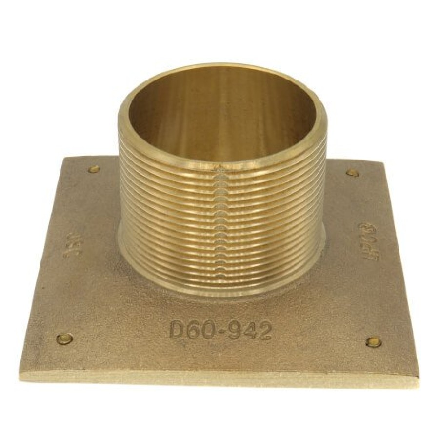 Plumbing Jones Stephens Strainers | 4" Square Polished Brass Strainer W/ 2" Brass Spud