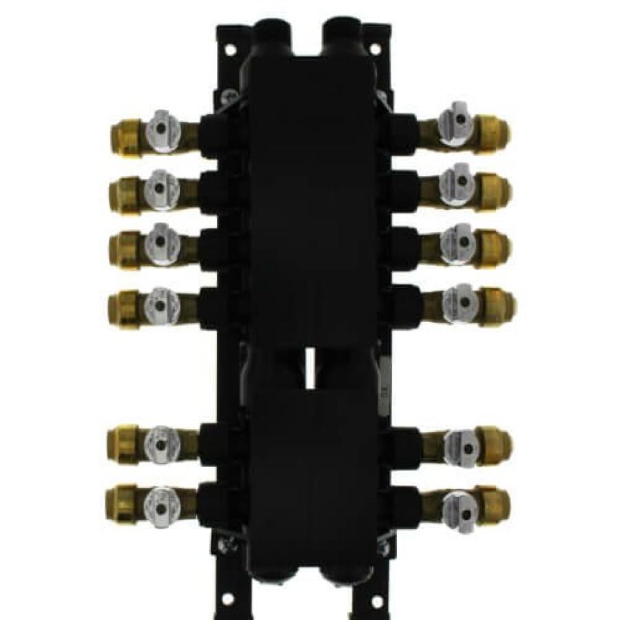 Pex SharkBite Push-Fit Manifolds | 3/4" Home Run Manifold W/ 1/2" Sharkbite Outlets (12 Outlets)